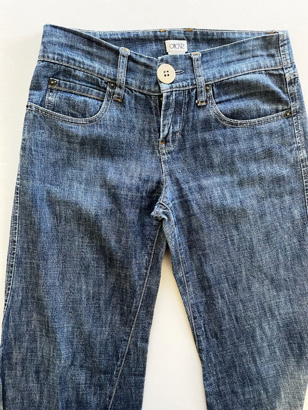 Vintage Cache Denim Jeans w/dramatic flare wide legs | Size 0 - Picture 2 of 6